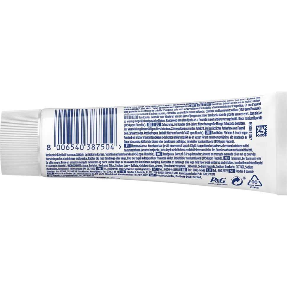12x Oral-B Tandpasta 1-2-3 Frisse mint 75 ml
