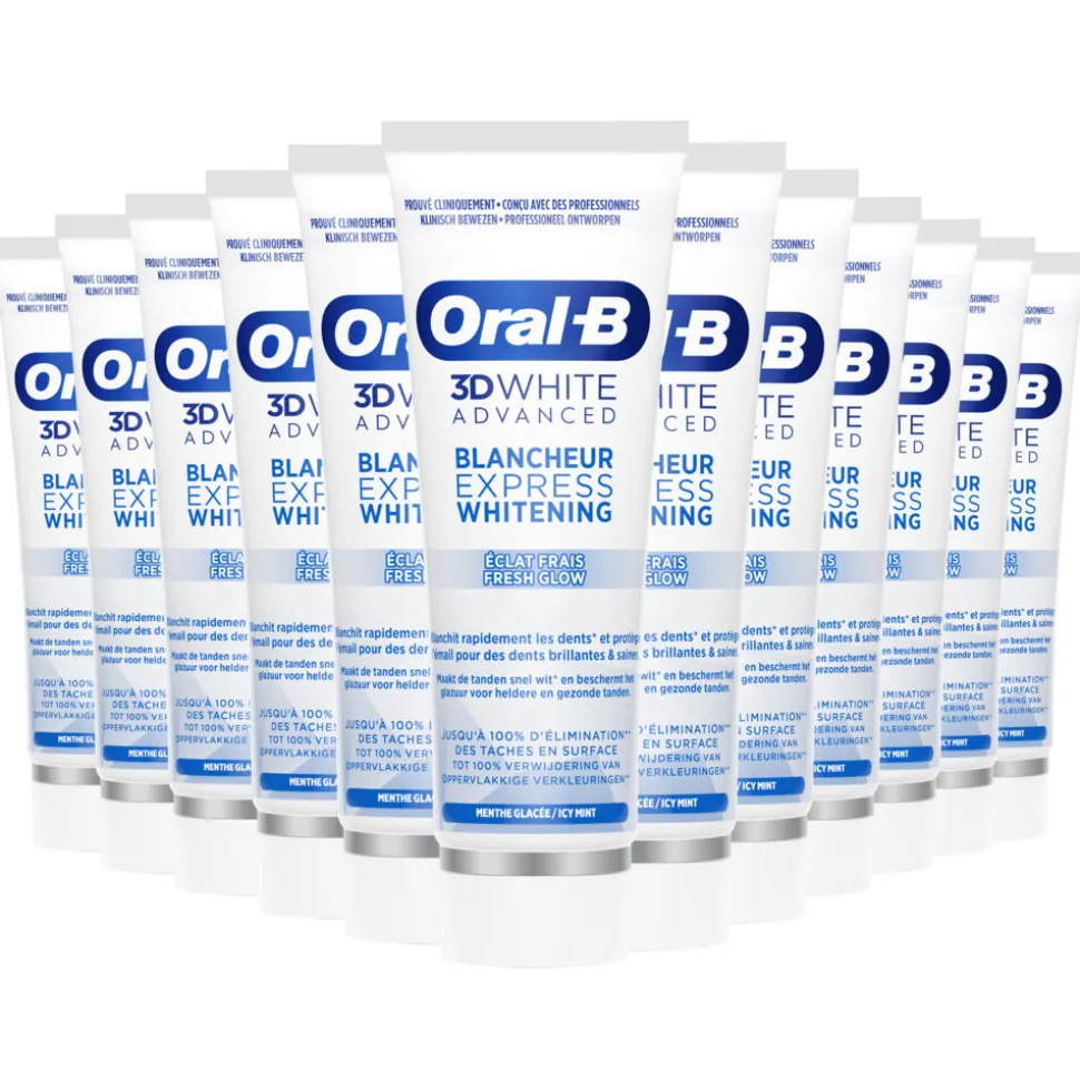 12x Oral-B Tandpasta 3DWhite Advanced Express Whitening Fresh Glow 75 ml