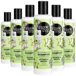 6x Organic Shop Shampoo Artichoke and Broccoli 280 ml