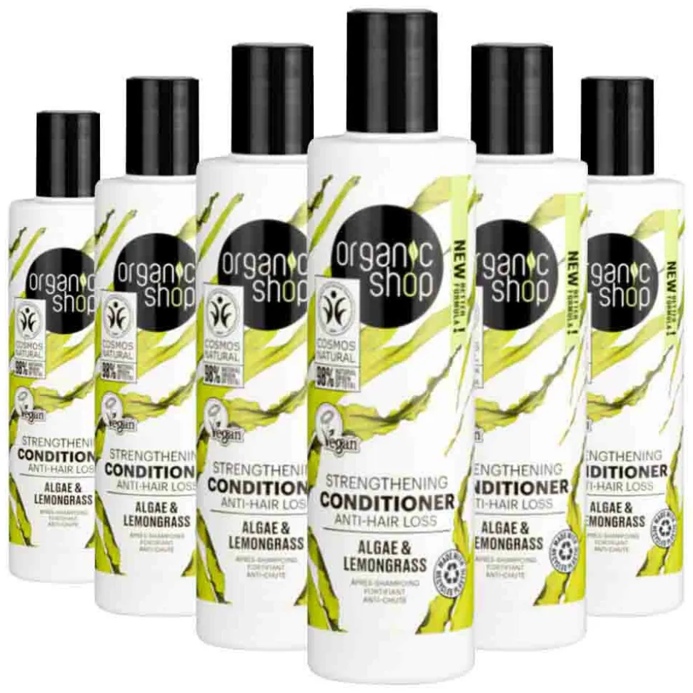 6x Organic Shop Strengthening Conditioner Anti-Hair Loss Algae and Lemongrass 280 ml