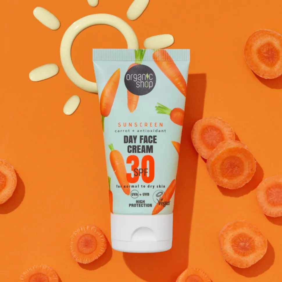 6x Organic Shop Zonnebrandcréme Gezicht SPF 30 Normale huid 50 ml