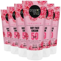 6x Organic Shop Zonnebrandcréme Gezicht SPF 50 Normale huid 50 ml