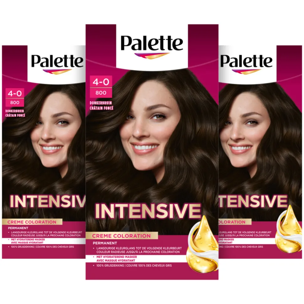 3x Palette Intensive Oil-Care Color Haarkleuring 800 Donkerbruin
