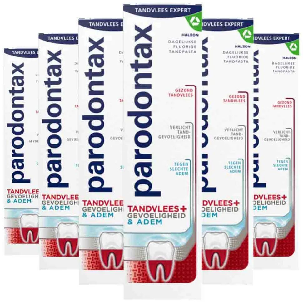 6x Parodontax Tandpasta Tandvlees+ Gevoeligheid & Adem 75 ml