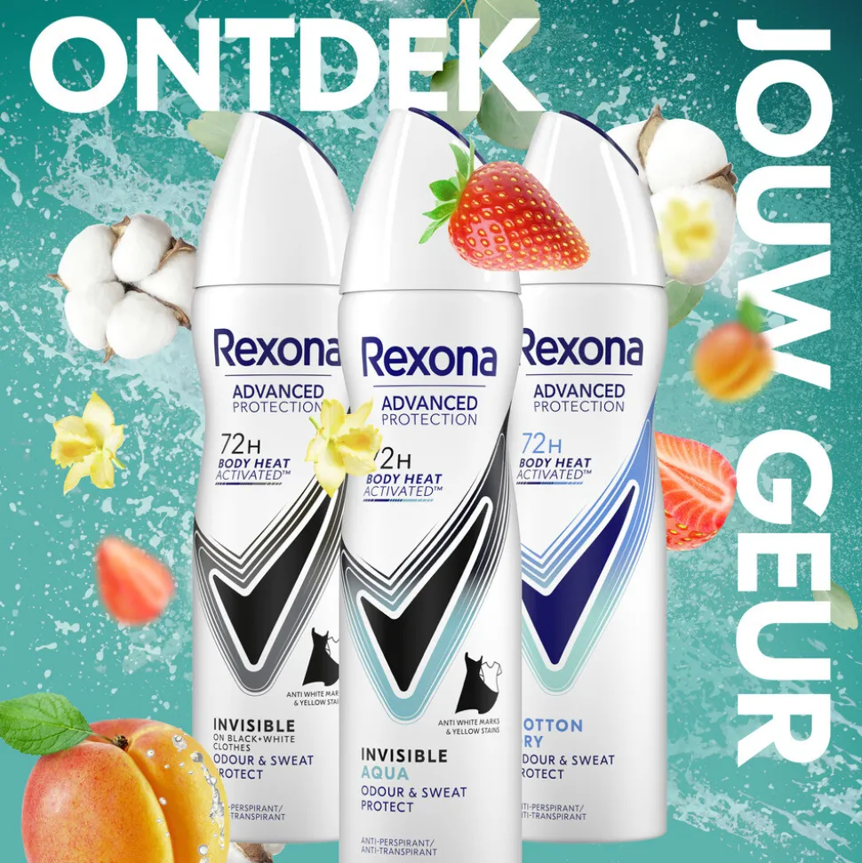 6x Rexona Deodorant Spray Advanced Protection Invisible Aqua 150 ml