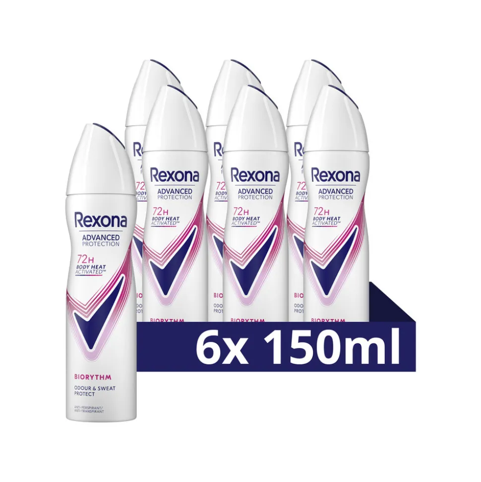 6x Rexona Deodorant Spray Advanced Protection Ultra Dry Biorythm 150 ml