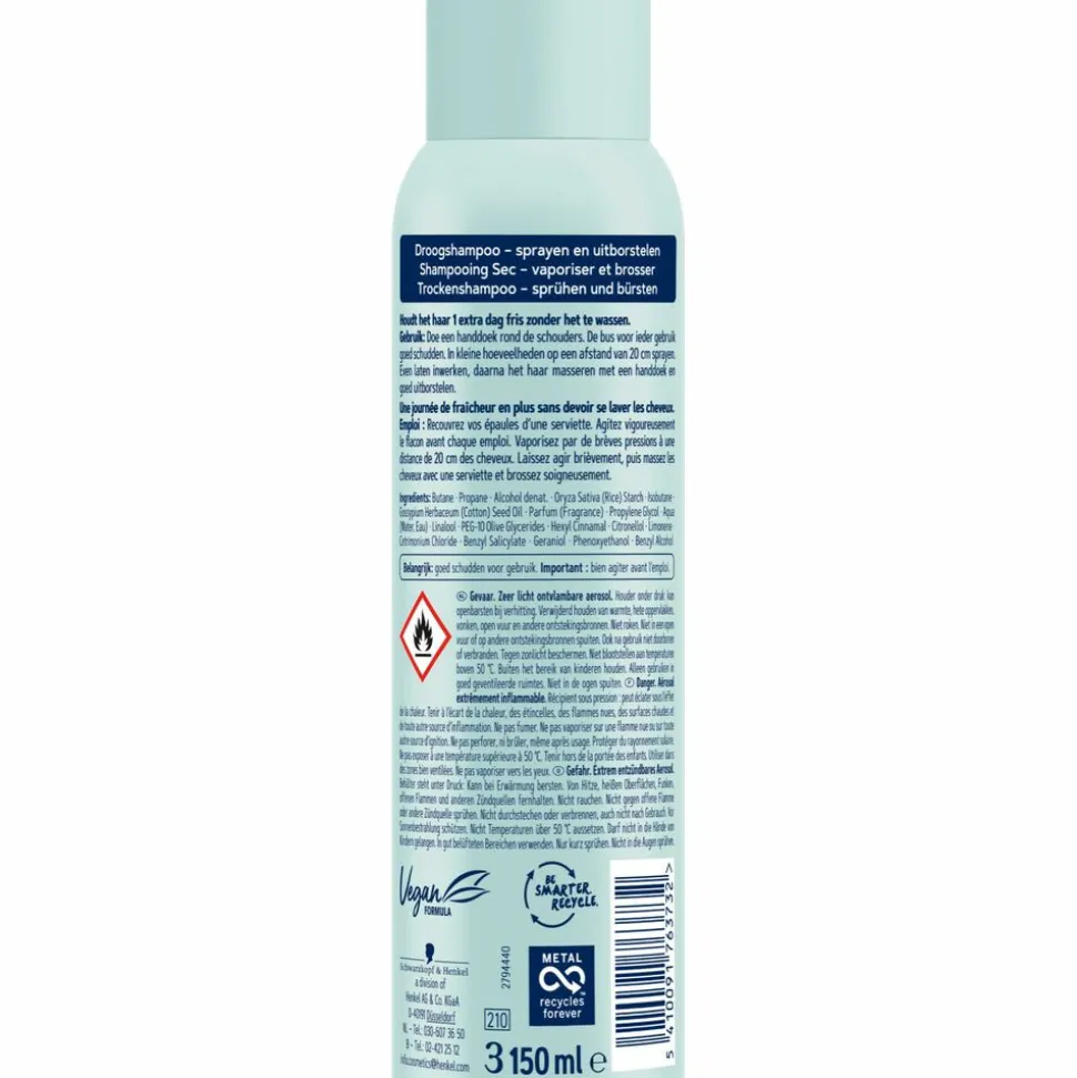 6x Schwarzkopf Droogshampoo Cotton Fresh 150 ml