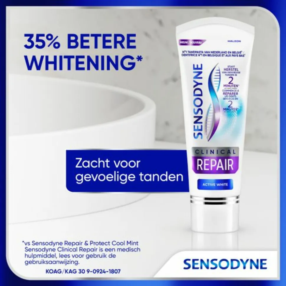 3x Sensodyne Tandpasta Clinical Repair Active White 75 ml