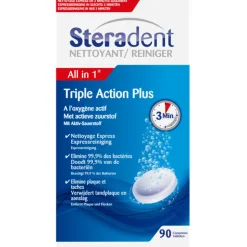 4x Steradent Triple Action Plus Kunstgebit Reiniger 90 tabletten