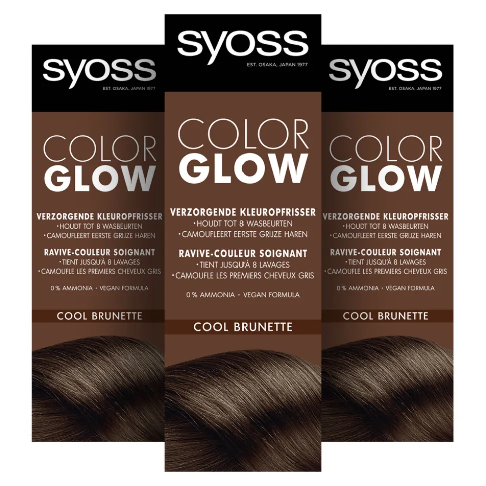 3x Syoss Color Glow Kleuropfrisser Cool Brunette 100 ml