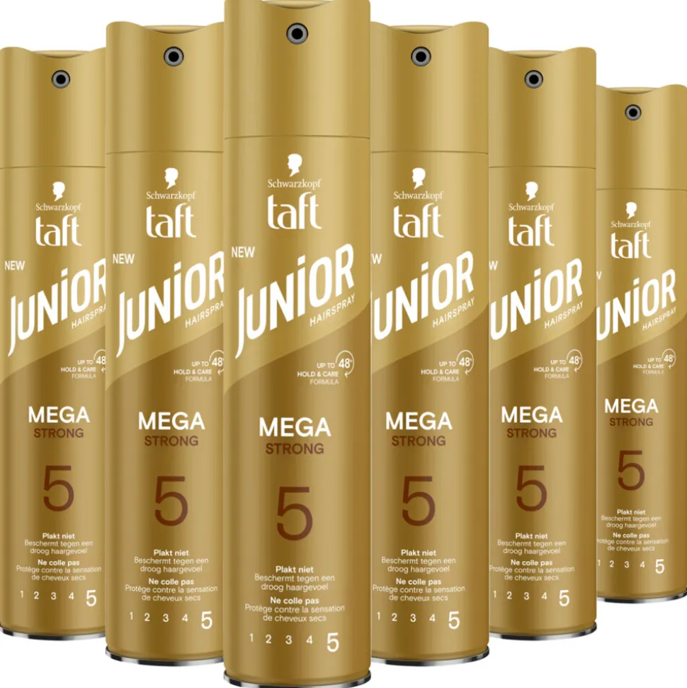 6x Taft Junior Hairspray Mega Strong 250 ml