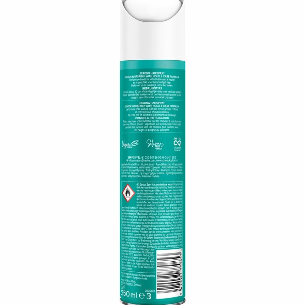 6x Taft Junior Hairspray Strong 250 ml