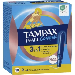 8x Tampax Pearl Compak Regular Tampons Met Inbrenghuls 18 stuks