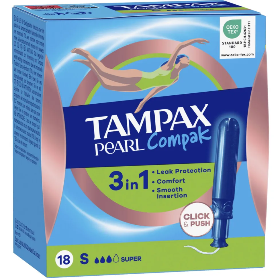8x Tampax Pearl Compak Super Tampons met Inbrenghuls 18 stuks