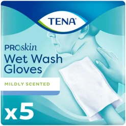 3x TENA Proskin Wet Wash Gloves Mild Geparfumeerd 5 stuks