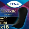 3x TENA Silhouette Pads Black Mini 18 stuks