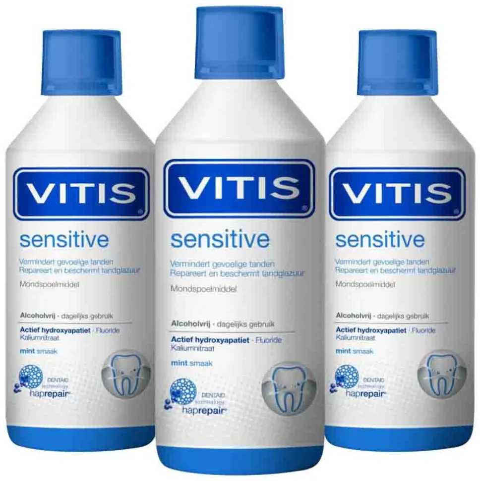 3x Vitis Mondwater Sensitive 500 ml